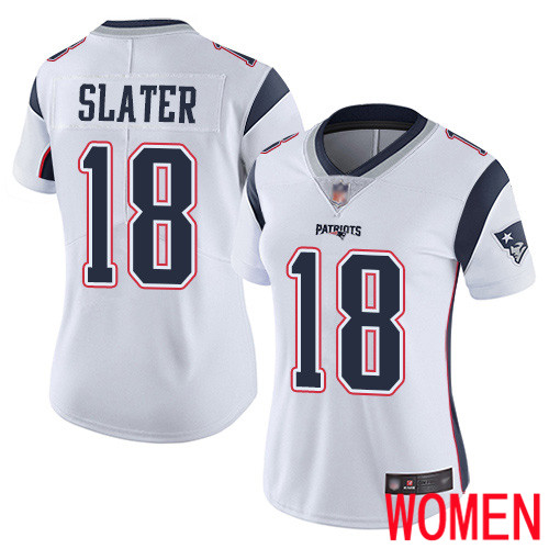 New England Patriots Football #18 Vapor Limited White Women Matthew Slater Road NFL Jersey